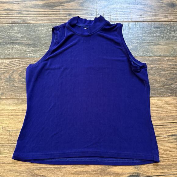 Vintage Chico’s Private Edition Blue Mock Neck Sleeveless Top Size 2 - Picture 1 of 5